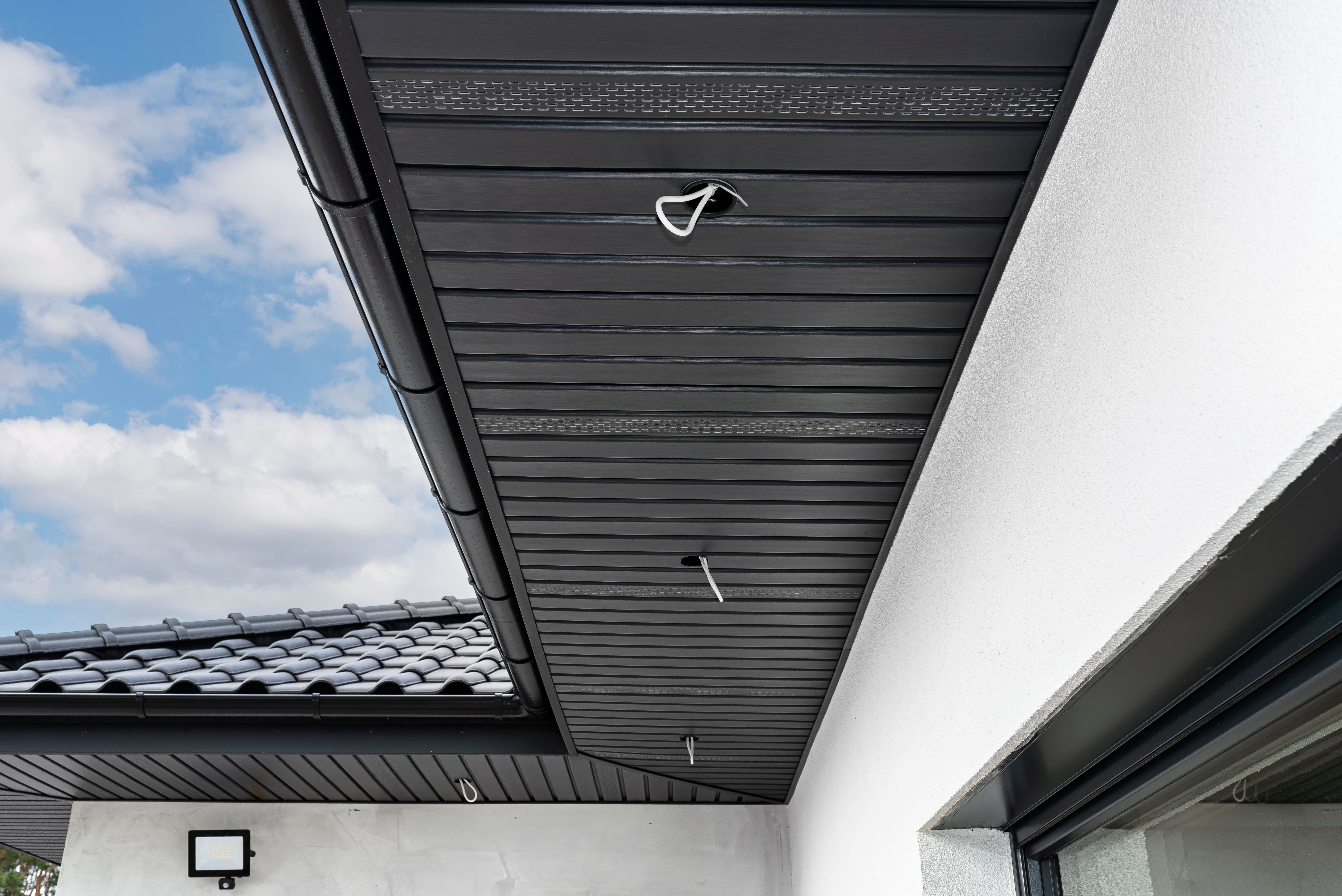 soffit with wirings for light