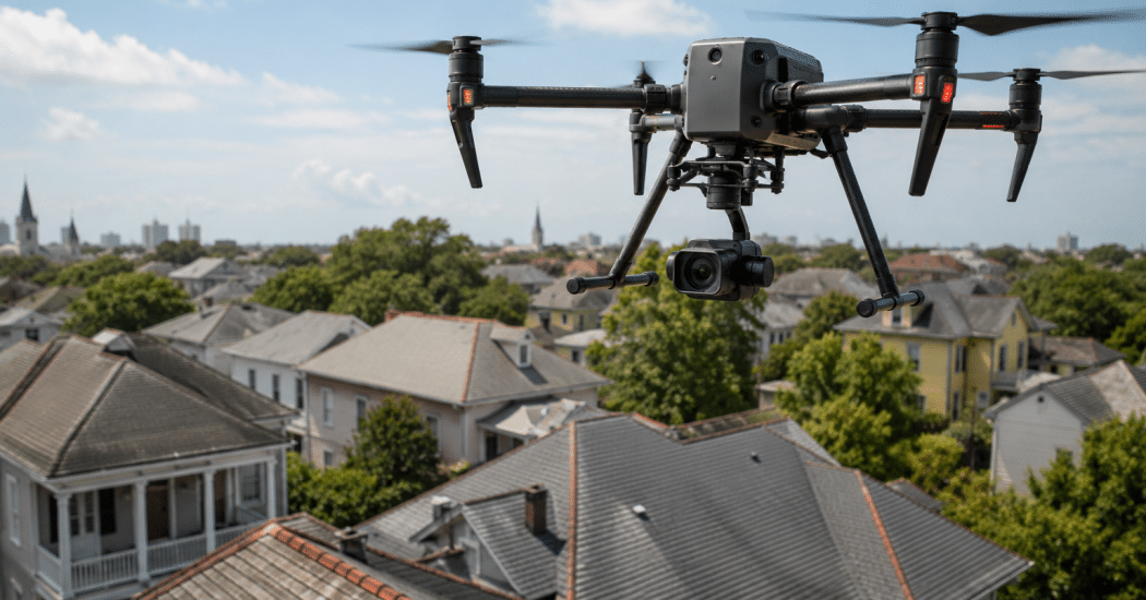 Drone over suburban rooftops how drones and thermal
