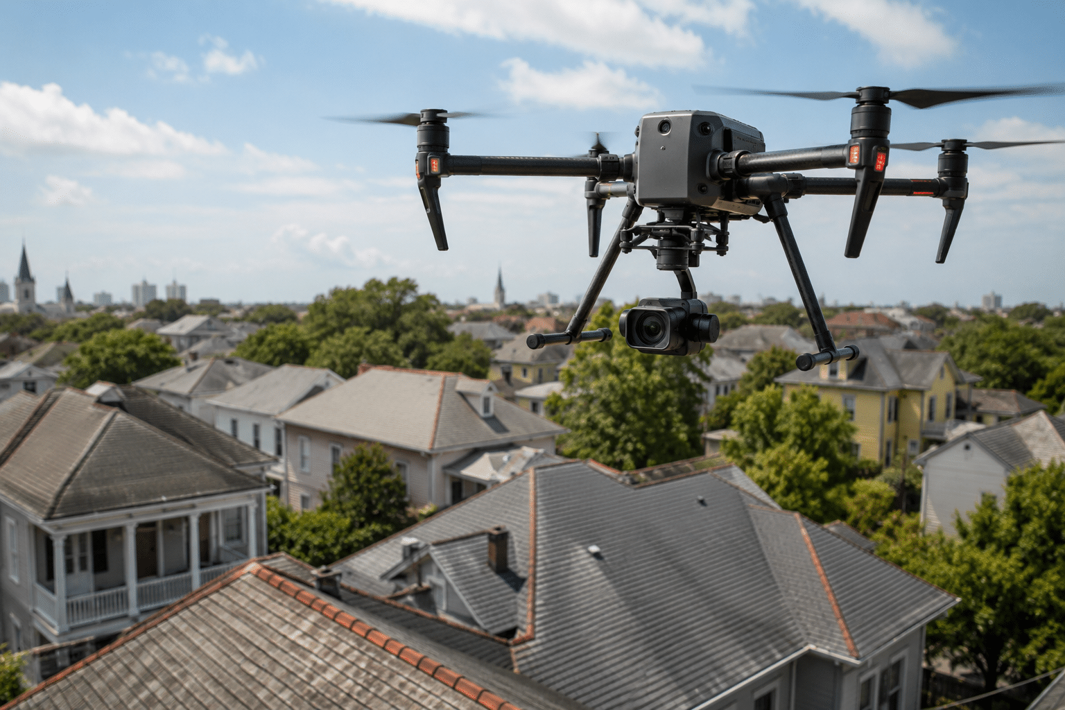Drone over suburban rooftops how drones and thermal